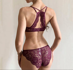 Thin Cotton Lace Embroidery Chic Bra Underwear Set