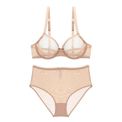 See-Through High-Waist Briefs Yarn Bra And Panty Set