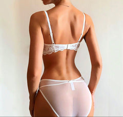 Embroidery Thin Cotton Push Up Lace Bra Underwear Set