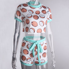 Women's Crop Top And Shorts Sets 2-Piece Tracksuit