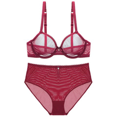 See-Through High-Waist Briefs Yarn Bra And Panty Set