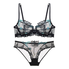 Sexy Floral Lace Transparent Underwear Bra Lingerie Set