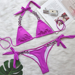 Women's Jeweled Rhinestones Diamond Chic Two-Pieces Bikini