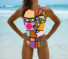 Chic One-Piece Swimsuit Solid Thong Backless Monokini