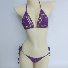Women's Micro Thong String Lattice Bikinis Top Crochet Swimwear