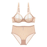 See-Through High-Waist Briefs Yarn Bra And Panty Set