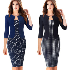 Vintage Jacket Elegant Patterns One-Piece Bodycon Dress