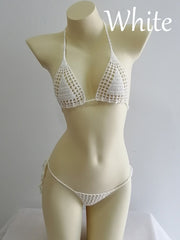 Women's Micro Thong String Lattice Bikinis Top Crochet Swimwear
