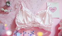 Bow Ruffle Rabbit Ears Lingerie Bra and Panties Set