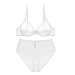 See-Through High-Waist Briefs Yarn Bra And Panty Set