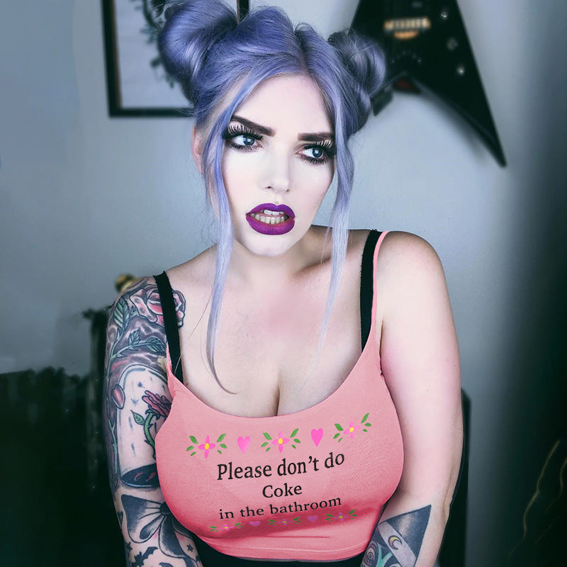 2019 Women Strappy Cotton Letter Print Tank Tops Vest Summer Sexy Short Crop Tops Camis Tees Tops Ladies