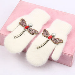 Crystal Dragonfly Women Winter Gloves