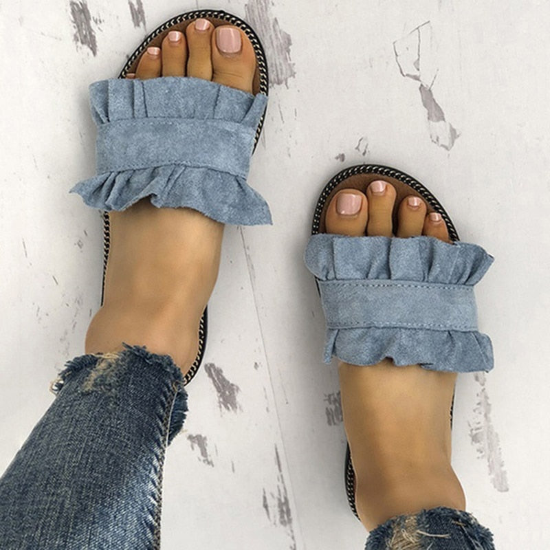 Women Flat Beach Slip On Sandals