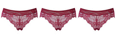 Sexy Lace Mid-Rise Underwear Hollow 3-Piece Panties