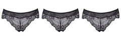 Sexy Lace Mid-Rise Underwear Hollow 3-Piece Panties