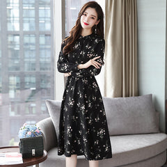 Women Floral Chiffon Long Sleeve Dress