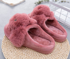 Rabbit Animal Prints Flat Indoor Slippers