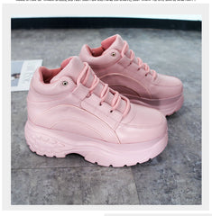 Fashion Woman Leather Sports Sneakers