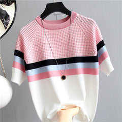 Women Striped Knitted Cotton T-Shirt
