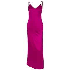 Chic Satin V Neck Maxi Dress