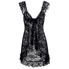 Lace Sexy Lingerie Dress Women Homewear Night Gowns + G-string Sexy Panties Nightwear Sleepwear Sets