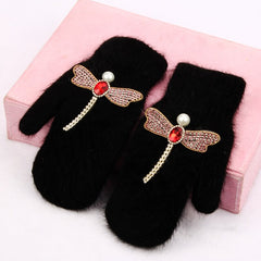 Crystal Dragonfly Women Winter Gloves