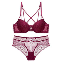 Lace Embroidery Lingerie Thick Push Up Bra Sexy Underwear Set