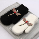 Crystal Dragonfly Women Winter Gloves