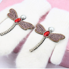 Crystal Dragonfly Women Winter Gloves