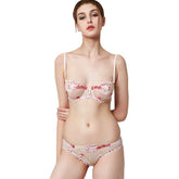 Floral Embroidery Lace See Through Bra Underwear Set