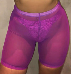 OMSJ 2019 Summer Fashion Yellow Mesh Transaparent Sexy Women Casual Shorts Ladies High Waist Shorts Summer Shorts Sexy Shorts