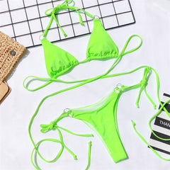 Wrap Around String Thong Swimsuit Chic Two-Pieces Bikini Set