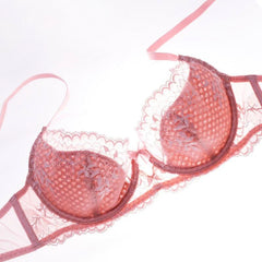 Ultrathin Sexy Hollow Lace Embroidery Bra Underwear Set