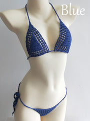 Women's Micro Thong String Lattice Bikinis Top Crochet Swimwear