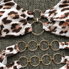 Women's Chic Metal Rings 2-Pieces Brazilian Thong Bikini