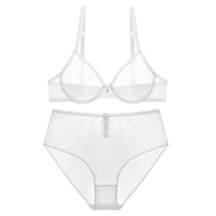 See-Through High-Waist Briefs Yarn Bra And Panty Set