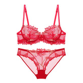 Sexy Floral Lace Transparent Underwear Bra Lingerie Set