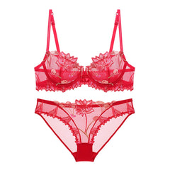 Sexy Floral Lace Transparent Underwear Bra Lingerie Set