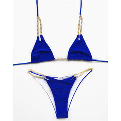 Chic Halter Bikini Metal Chain Two-pieces Swimsuit