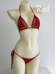 Women's Micro Thong String Lattice Bikinis Top Crochet Swimwear