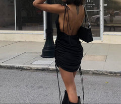 Backless Solid Spaghetti Straps