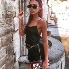 Backless Solid Spaghetti Straps