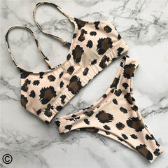 Women's Chic Leopard Swimwear Two-Pieces Bikini Set