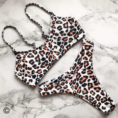 Women's Chic Leopard Swimwear Two-Pieces Bikini Set