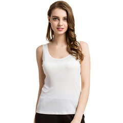 Real Silk Solid Basic Vest O-Neck Tank Top