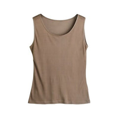 Real Silk Solid Basic Vest O-Neck Tank Top