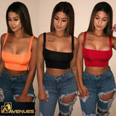 Women's Solid Tanks Vest Sleeveless Crop Top
