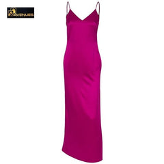 Sexy Satin V Neck Maxi Dress