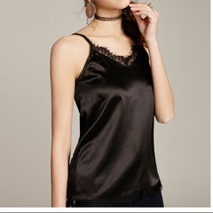 Women's Casual Silk Tank V Neck Tops