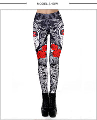Women's Halloween Sugar Skull Print Leggings